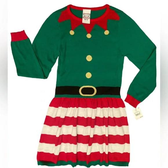 Dresses | Holiday Sweater Girls Christmas Elf Sweater Dress | Poshmark